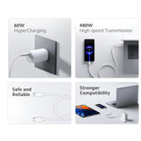 XIAOMI Mi Hypercharge 60W Type C to Type C Cable for iPhone, Samsung, Tablets, Laptops, Macbook & Other Type C Devices, Supports Power Delivery (PD) Technology, 480Mbps Data Sync - CarrotKart | India's first Open Box ecommerce platform