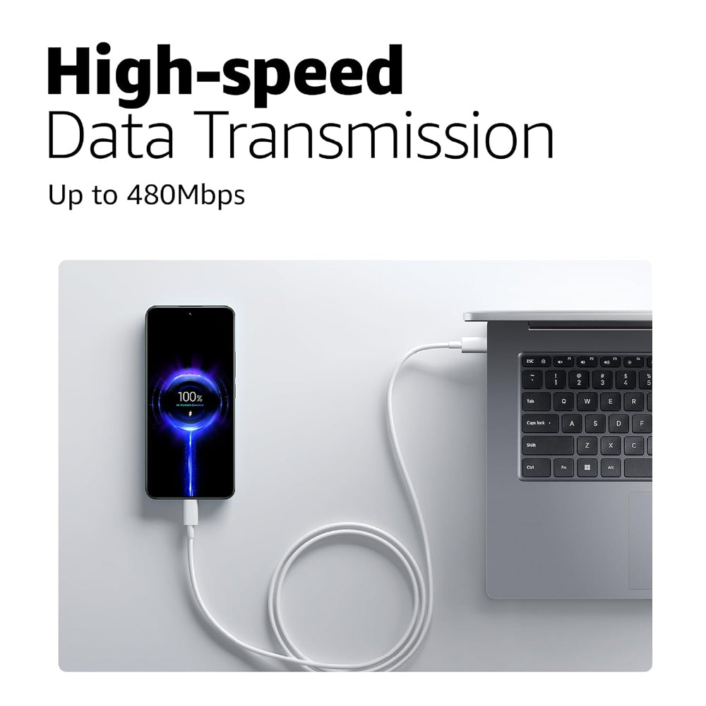XIAOMI Mi Hypercharge 60W Type C to Type C Cable for iPhone, Samsung, Tablets, Laptops, Macbook & Other Type C Devices, Supports Power Delivery (PD) Technology, 480Mbps Data Sync - CarrotKart | India's first Open Box ecommerce platform