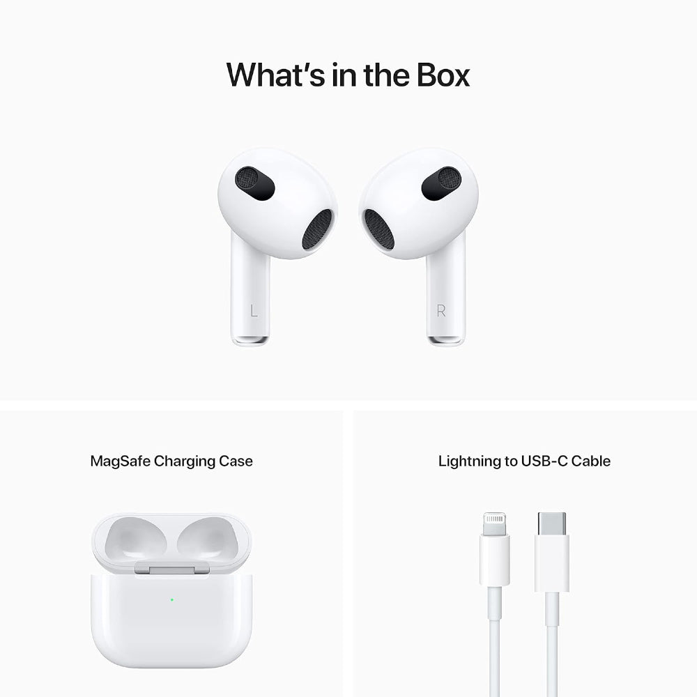 Apple AirPods (3rd generation) with Lightning Charging Case Bluetooth (White, True Wireless) - CarrotKart | India's first Open Box ecommerce platform