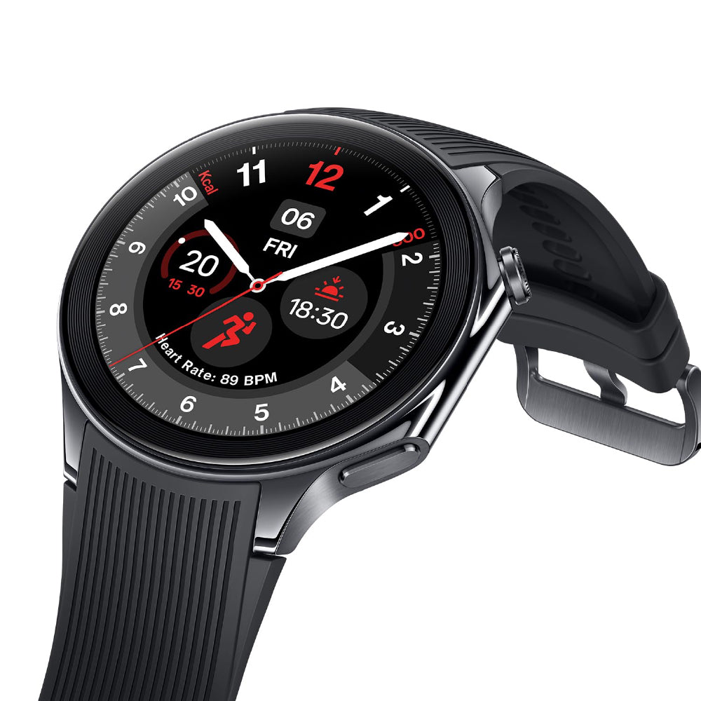 OnePlus Watch 2 with Wear OS 4,Snapdragon W5 Chipset,Upto 100hrs battery life,1.43’’ AMOLED Display, Stainless Steel & Sapphire Crystal build,Dual Frequency GPS, 5 ATM, IP68 & BT Calling (Black Steel) - CarrotKart | India's first Open Box ecommerce platform