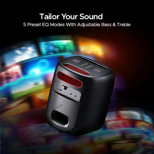 boAt PartyPal 185 with Signature Sound & Up to 6 hrs Playtime 50 W Bluetooth Party Speaker (Midnight Black, Mono Channel) - CarrotKart | India's first Open Box ecommerce platform