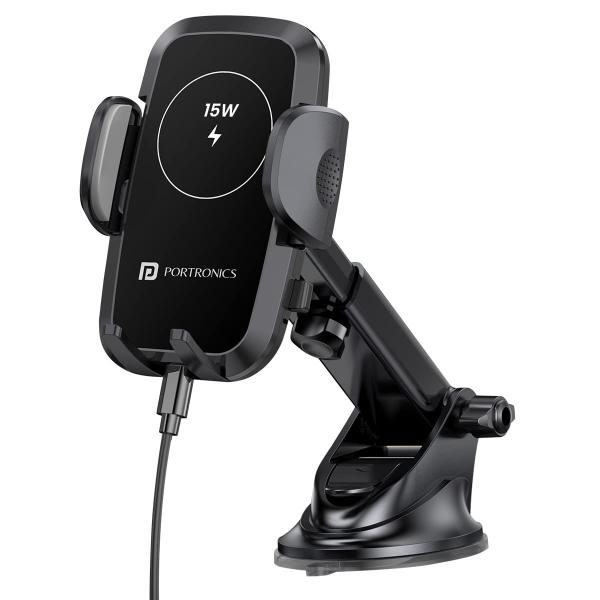 Portronics Charge Clamp 2 15W Wireless Charging Phone Holder - CarrotKart | India's first Open Box ecommerce platform