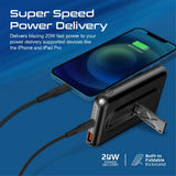 Promate 10000mAh 20W USB-C PD, Magsafe 15W Wireless Power Bank Portable Charger with 18W QC 3.0 Port and Kickstand for iPhone 15/15 Plus/15 Pro/15 Pro Max/iPhone14/13/12 Series, Black, PowerMag-10Pro - CarrotKart | India's first Open Box ecommerce platform