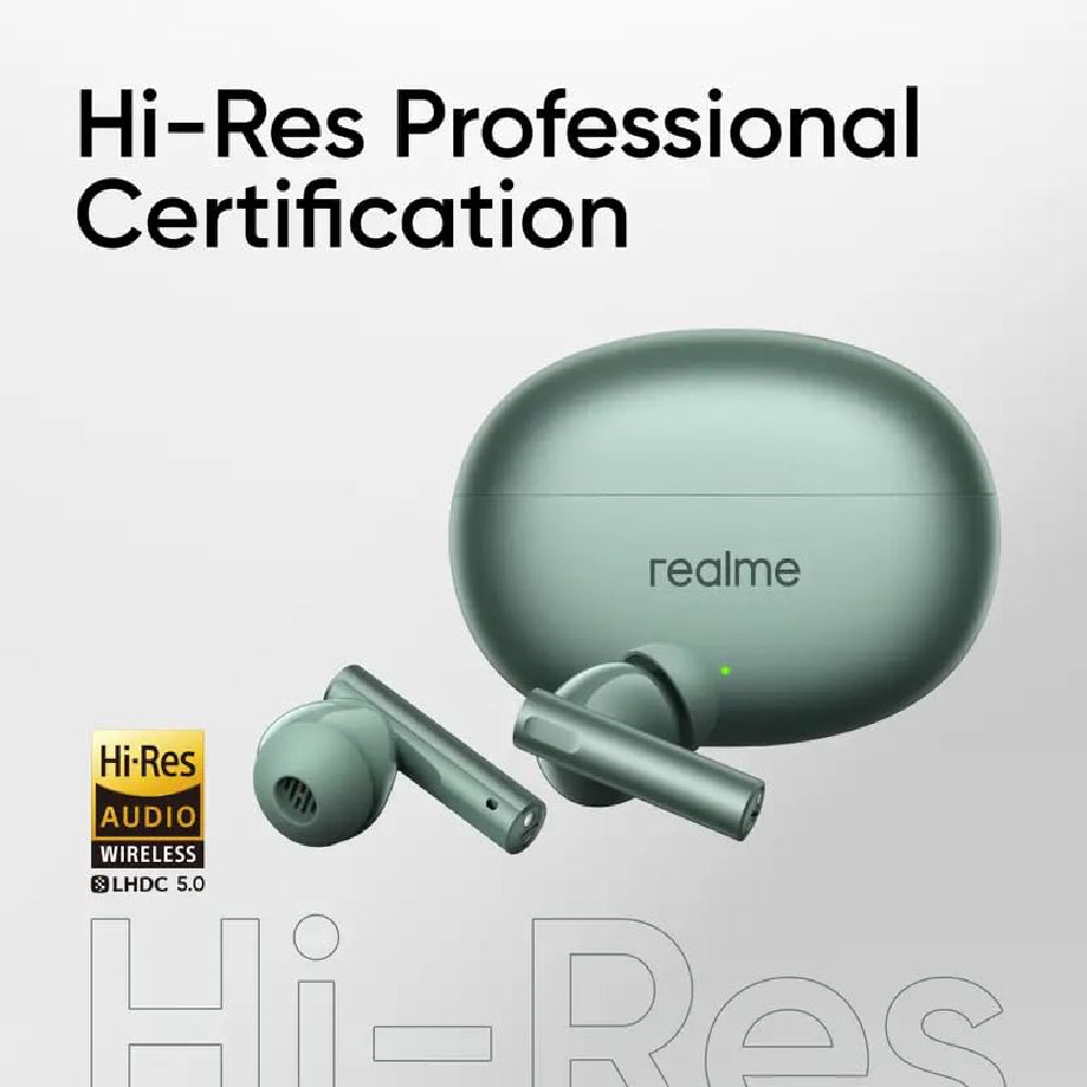 Real Me Air 6 Buds | 50dB Active Noise Cancellation, Hi-Res LHDC Audio, 12.4mm Dynamic Bass Driver, 6 Mic Clear Voice Calls, 51,IP55 Waterproof,TWS for Apple & Android (Air 6, Forest Green) - CarrotKart | India's first Open Box ecommerce platform