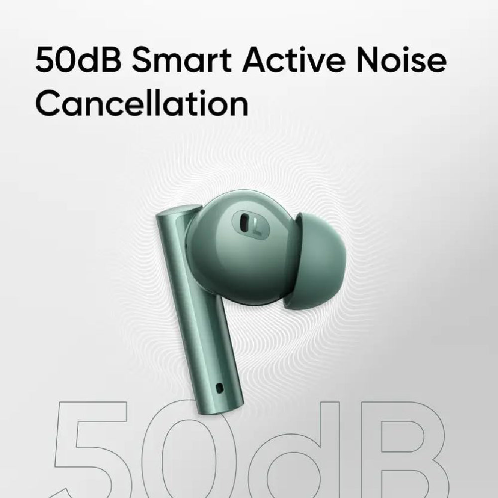 Real Me Air 6 Buds | 50dB Active Noise Cancellation, Hi-Res LHDC Audio, 12.4mm Dynamic Bass Driver, 6 Mic Clear Voice Calls, 51,IP55 Waterproof,TWS for Apple & Android (Air 6, Forest Green) - CarrotKart | India's first Open Box ecommerce platform