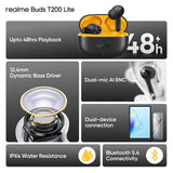 realme Buds T200 Lite Bluetooth in Ear Earbuds,4 Mic, AI ENC for Calls,48 Hours Total Playback with Fast Charging and Low Latency Gaming TWS,Google Fast Pair, with mic (Volt Black) - CarrotKart | India's first Open Box ecommerce platform