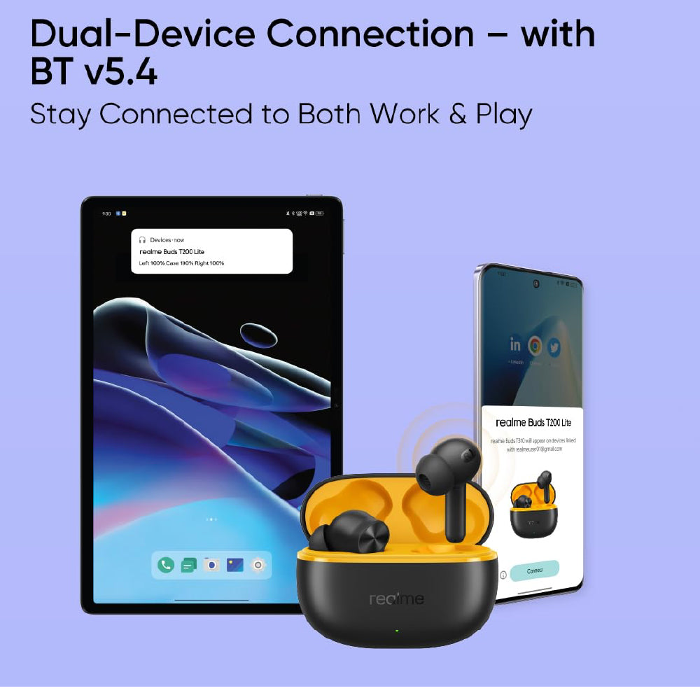 realme Buds T200 Lite Bluetooth in Ear Earbuds,4 Mic, AI ENC for Calls,48 Hours Total Playback with Fast Charging and Low Latency Gaming TWS,Google Fast Pair, with mic (Volt Black) - CarrotKart | India's first Open Box ecommerce platform