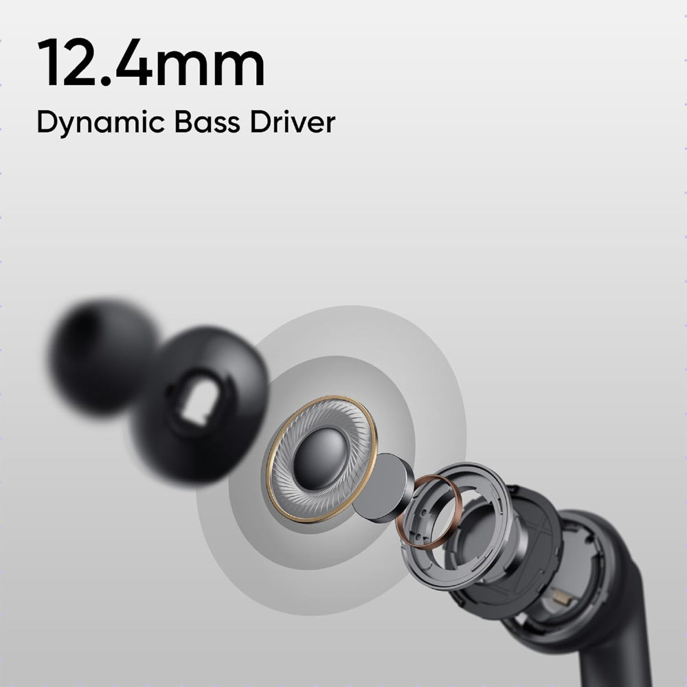 realme Buds T310 True Wireless in-Ear Earbuds with 46dB Hybrid ANC, 360° Spatial Audio, 12.4mm Dynamic Bass Driver, Upto 40Hrs Battery and Fast Charging (Vibrant Black) - CarrotKart | India's first Open Box ecommerce platform