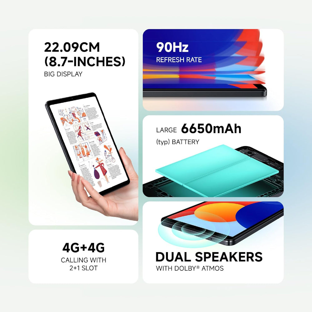 Redmi Pad SE 4G | WiFi Mediatek Helio G55| 8.7-Inc Display | 6650Mah Battery | 90Hz Smooth Refresh Rate| 4GB, 128GB | 1340 X 800 Display | 1 Billion Colours | Dolby Atmos | Dual Speakers | Urban Grey - CarrotKart | India's first Open Box ecommerce platform