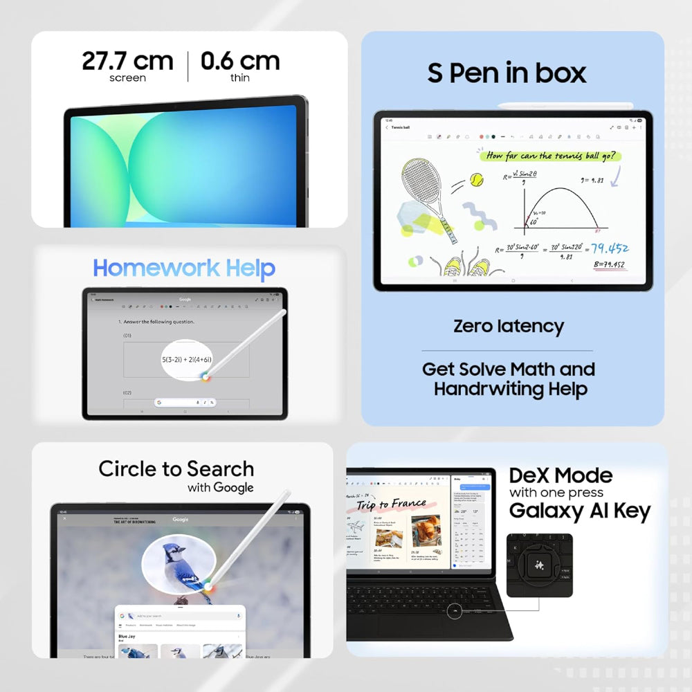 Samsung Galaxy Tab S10 FE, S Pen in-Box, 27.7 cm (10.9 inch) Display, AI Writing, Desktop Mode, Pre Loaded Pro Apps, 8 GB RAM, 128 GB Storage, Wi-Fi + 5G Tablet, Gray - CarrotKart | India's first Open Box ecommerce platform
