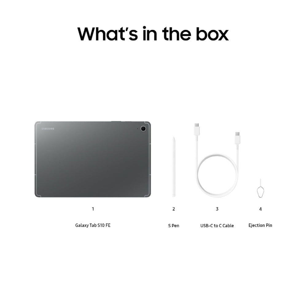 Samsung Galaxy Tab S10 FE, S Pen in-Box, 27.7 cm (10.9 inch) Display, AI Writing, Desktop Mode, Pre Loaded Pro Apps, 8 GB RAM, 128 GB Storage, Wi-Fi + 5G Tablet, Gray - CarrotKart | India's first Open Box ecommerce platform