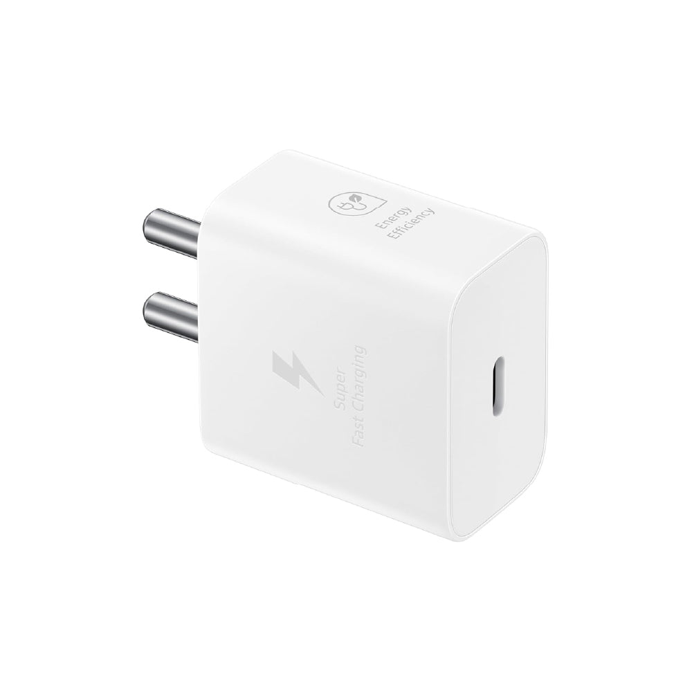 Samsung Original 25W USB Type-C Travel Adaptor Without Cable for Google Pixel, Xiaomi, Motorola, iPhone, Samsung Galaxy Tab S/A Series, Galaxy S10/M54/M55/A80/A90/S25/S24, White - CarrotKart | India's first Open Box ecommerce platform