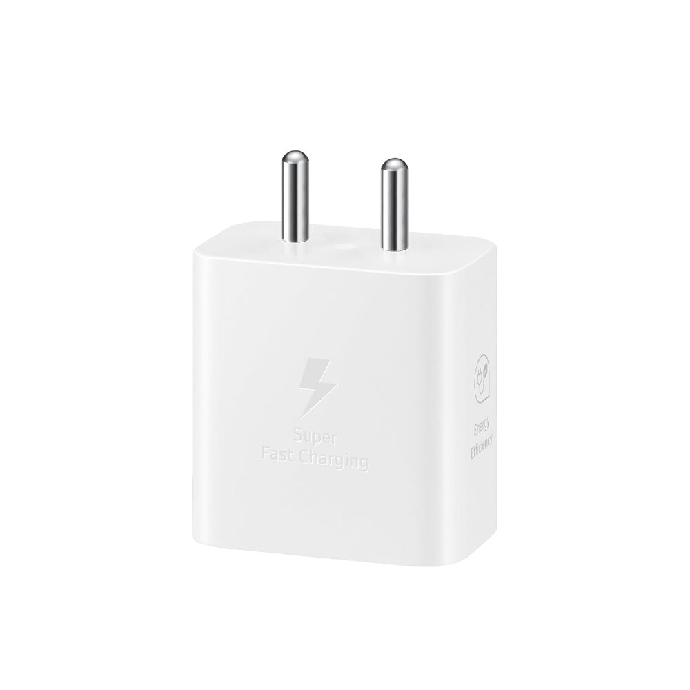 Samsung Original 25W USB Type-C Travel Adaptor Without Cable for Google Pixel, Xiaomi, Motorola, iPhone, Samsung Galaxy Tab S/A Series, Galaxy S10/M54/M55/A80/A90/S25/S24, White - CarrotKart | India's first Open Box ecommerce platform
