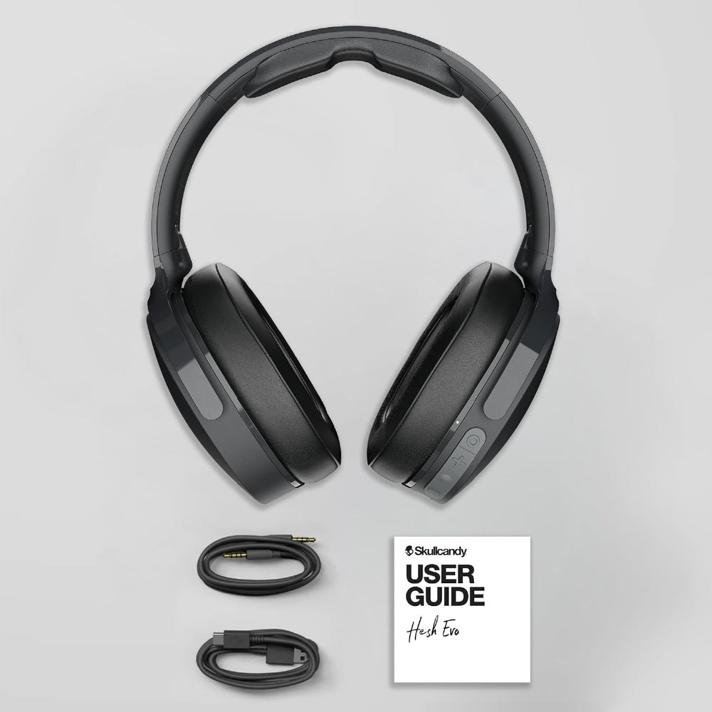 Skullcandy Hesh Evo Over-Ear Wireless Headphones, 40mm Drivers, 36Hr Playtime + Rapid Charge, Flat-Folding and Collapsible, Light Weight Heavy Audio Bass, Work with Android and iOS- Black - CarrotKart | India's first Open Box ecommerce platform