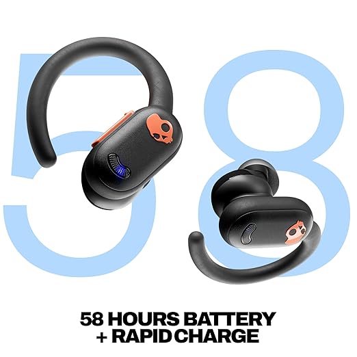 Skullcandy Push ANC Active in Ear Wireless Earbuds – 44Hr Battery + Rapid Charge, Active Noise Cancellation, IP67 Waterproof, Wireless Charging Case, Mic – True Black/Orange - CarrotKart | India's first Open Box ecommerce platform