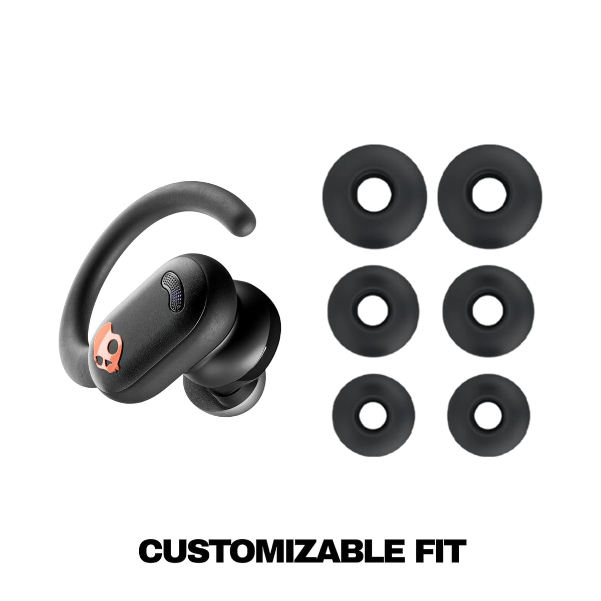 Skullcandy Push ANC Active in Ear Wireless Earbuds – 44Hr Battery + Rapid Charge, Active Noise Cancellation, IP67 Waterproof, Wireless Charging Case, Mic – True Black/Orange - CarrotKart | India's first Open Box ecommerce platform
