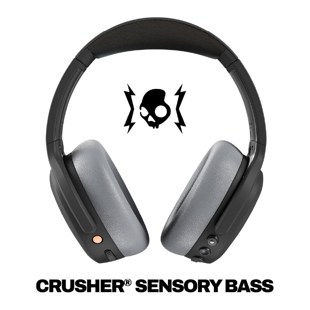Skullcandy Crusher ANC 2 Wireless Over-Ear Bluetooth Headphones with Multi-Sensory Bass, Active Noise Cancelling, Up to 60 Hours Battery, Microphone for iPhone Android - Black/Asphalt - CarrotKart | India's first Open Box ecommerce platform