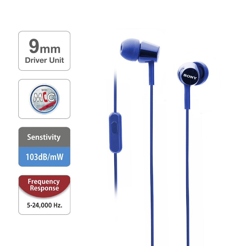 Sony MDR-EX150AP In-Ear Headphones with Mic (Dark Blue) - CarrotKart | India's first Open Box ecommerce platform