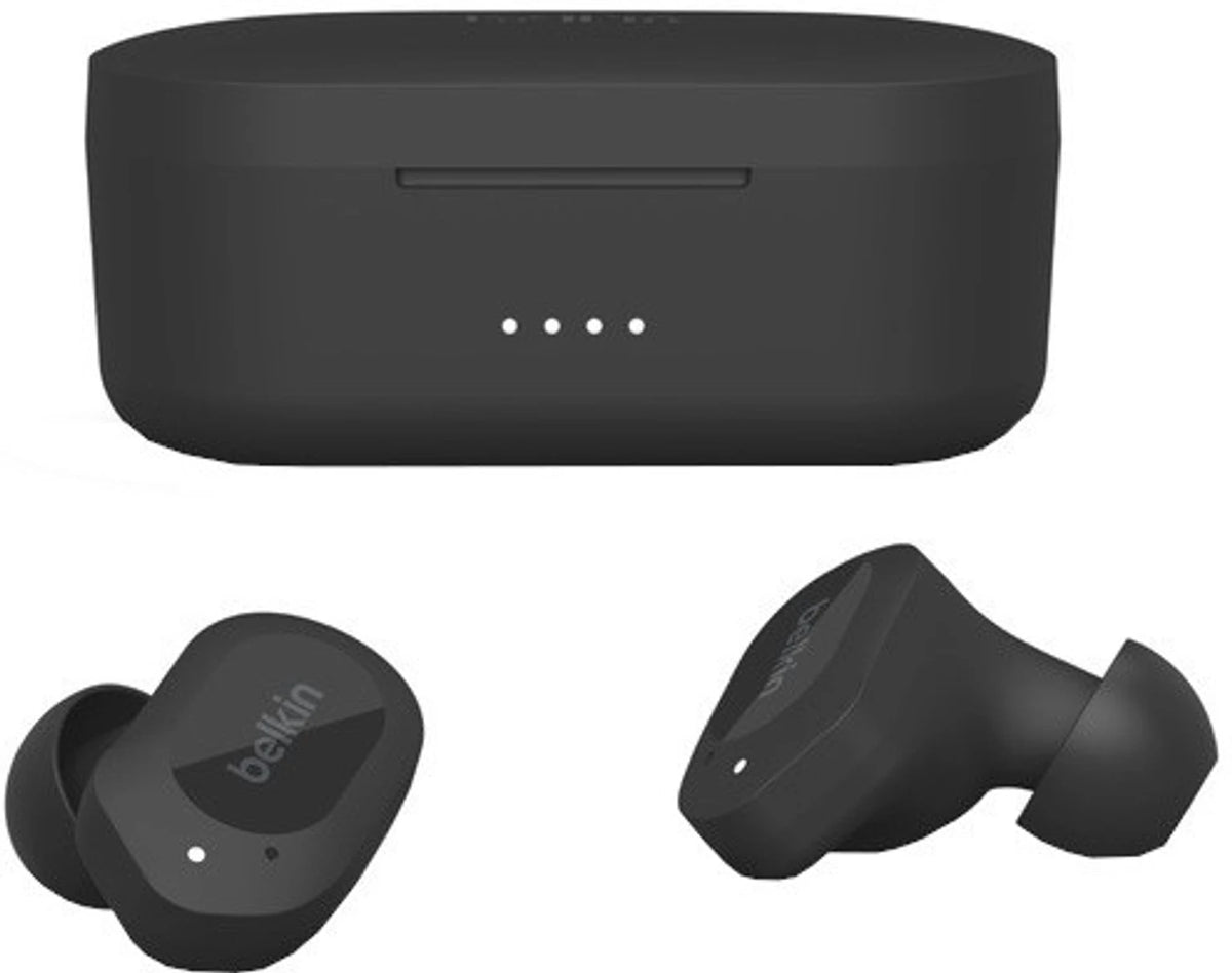 Belkin Soundform True Wireless Headphones Earphones with Wireless Charging Case, IPX5 Certified Sweat and Water Resistant, Deep Bass for iPhones and Androids, Black - CarrotKart | India's first Open Box ecommerce platform