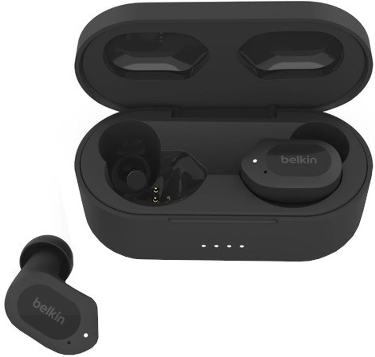Belkin Soundform True Wireless Headphones Earphones with Wireless Charging Case, IPX5 Certified Sweat and Water Resistant, Deep Bass for iPhones and Androids, Black - CarrotKart | India's first Open Box ecommerce platform