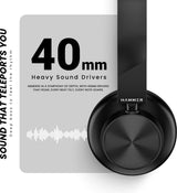 Hammer Bash Lite Wired and Wireless Headphones with Mic, Deep Bass, 40mm Drivers, Bv5.3 Bluetooth Headset (Black, On the Ear) - CarrotKart | India's first Open Box ecommerce platform