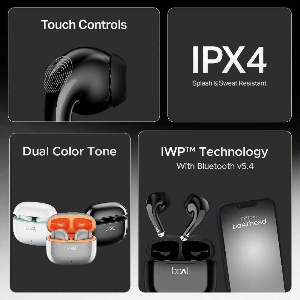 boAt Airdopes 101v2, 35H Battery, ENx Tech, 13mm Drivers, ASAP Charge, Flex-Fit Ear Tips,Stream Ad Free Music via App Support, Bluetooth Earbuds, TWS Ear Buds Wireless Earphones with mic (Pitch Black)