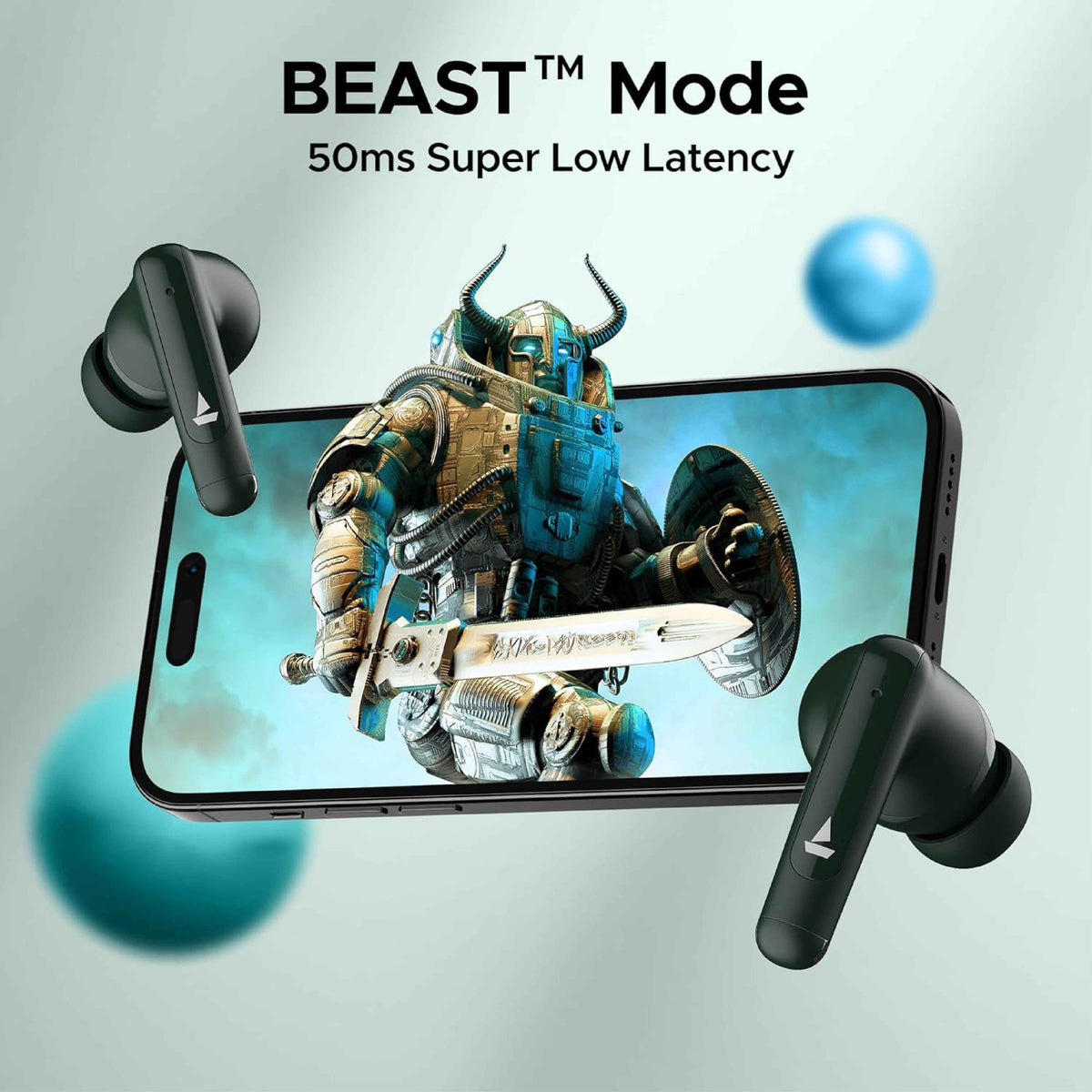 BoAt Airdopes 161 ANC TWS Earbuds w/ 32 dB ANC, 50 hrs Playback, 50 ms Low Latency BEASTTM Mode, IWPTM Tech, Dual EQ Modes, 4 Mics with ENx, ASAP Charge, Bluetooth v5.3