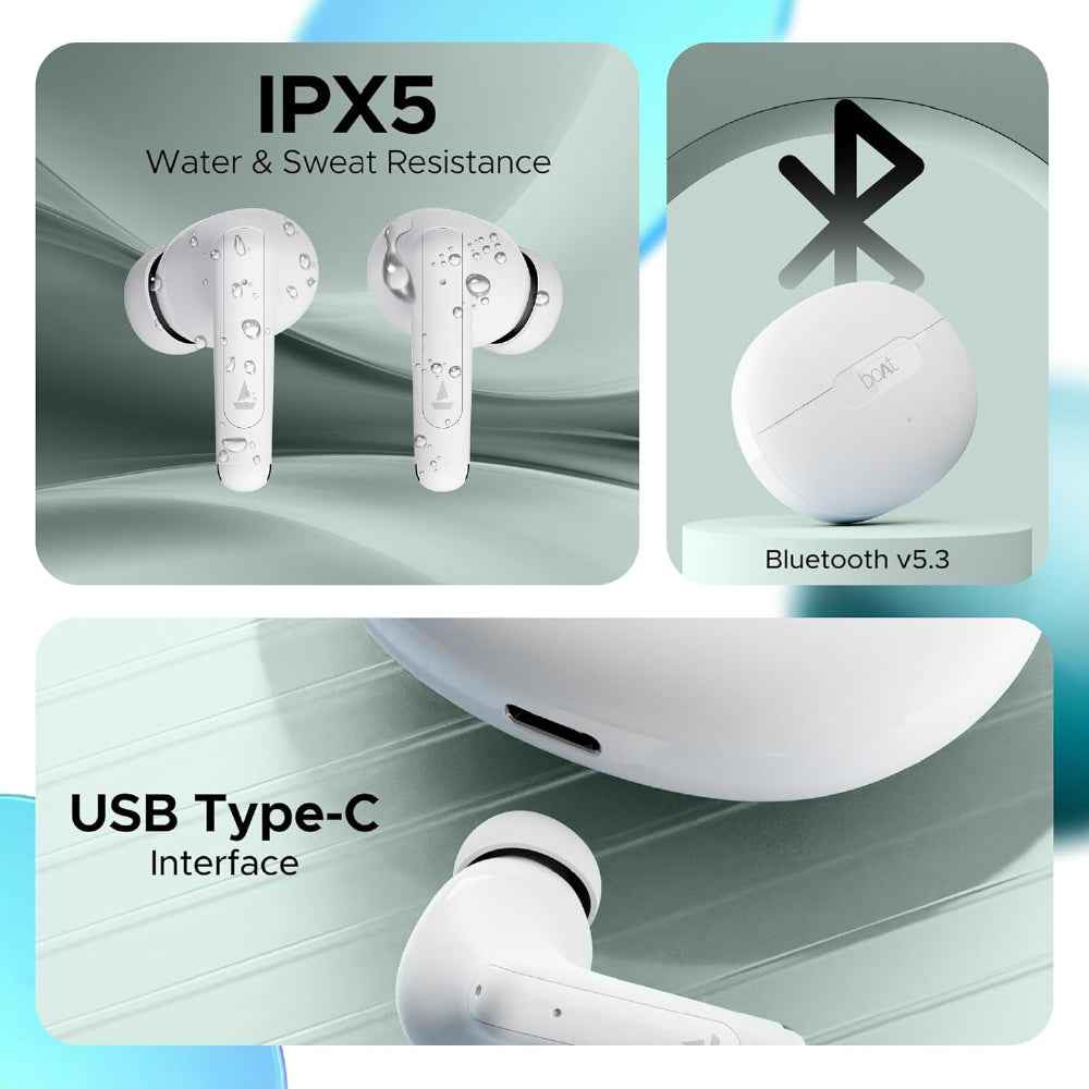 BoAt Airdopes 161 ANC TWS Earbuds w/ 32 dB ANC, 50 hrs Playback, 50 ms Low Latency BEASTTM Mode, IWPTM Tech, Dual EQ Modes, 4 Mics with ENx, ASAP Charge, Bluetooth v5.3