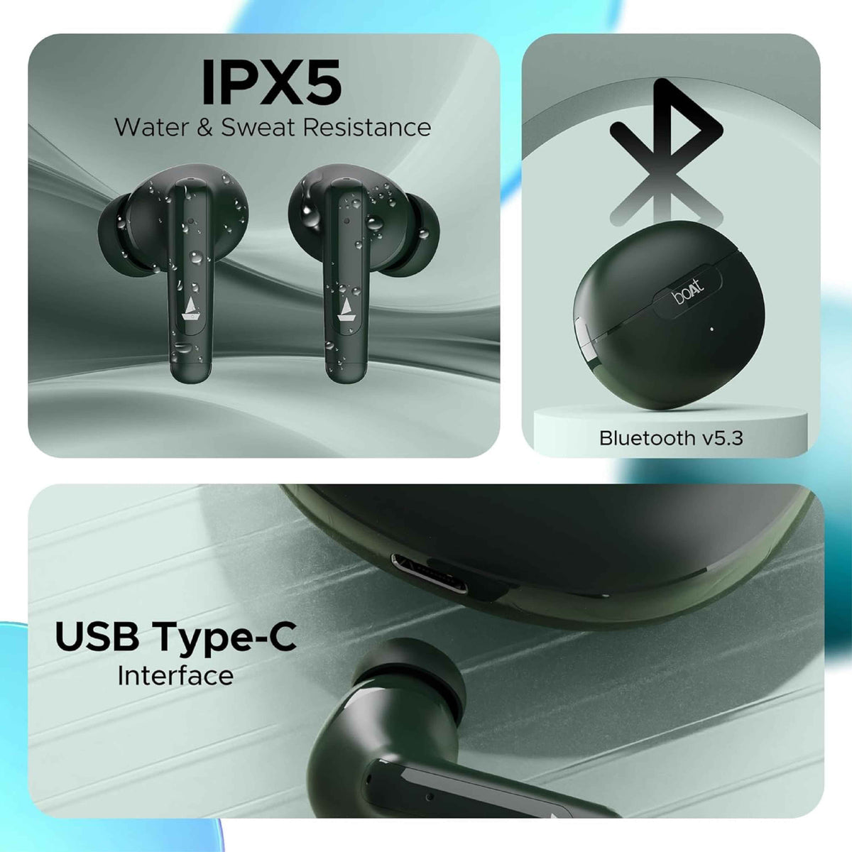 BoAt Airdopes 161 ANC TWS Earbuds w/ 32 dB ANC, 50 hrs Playback, 50 ms Low Latency BEASTTM Mode, IWPTM Tech, Dual EQ Modes, 4 Mics with ENx, ASAP Charge, Bluetooth v5.3