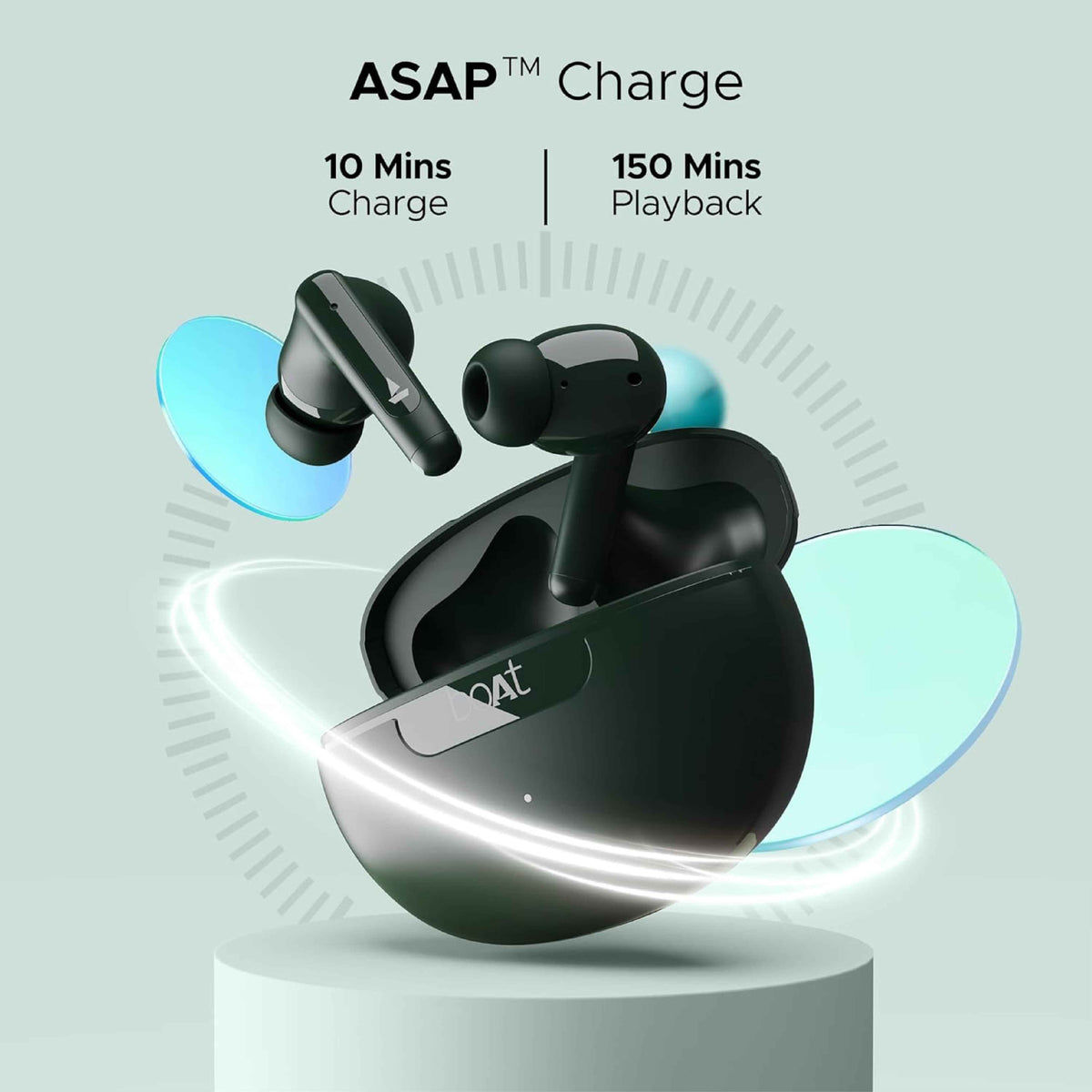BoAt Airdopes 161 ANC TWS Earbuds w/ 32 dB ANC, 50 hrs Playback, 50 ms Low Latency BEASTTM Mode, IWPTM Tech, Dual EQ Modes, 4 Mics with ENx, ASAP Charge, Bluetooth v5.3
