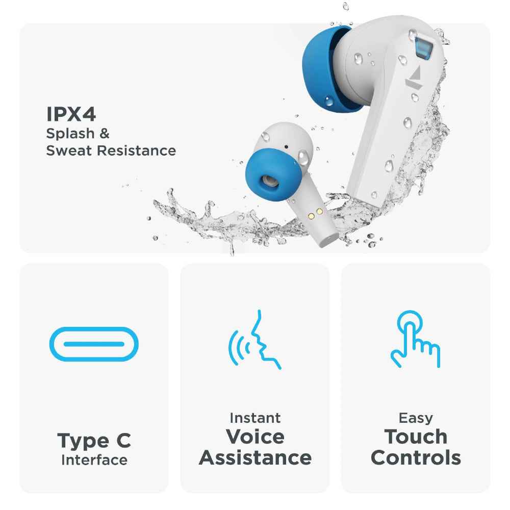boAt Airdopes 192 Gaming Earbuds with 13mm Drivers, BEAST™ Mode, ENx™ Technology, LED lights, 30 hours of nonstop playback