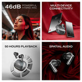 boAt Airdopes Prime 701 ANC (2025 Launch),46dB Hybrid ANC, 50Hr Battery, Real Spatial Audio,Multidevice Connect,App Support, Bluetooth Earbuds, TWS Ear Buds Wireless Earphones with mic (Obsidian Grey)