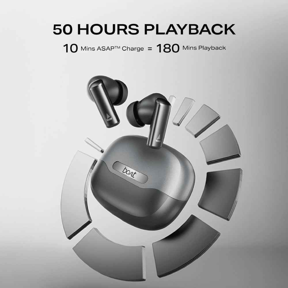 boAt Airdopes Prime 701 ANC (2025 Launch),46dB Hybrid ANC, 50Hr Battery, Real Spatial Audio,Multidevice Connect,App Support, Bluetooth Earbuds, TWS Ear Buds Wireless Earphones with mic (Obsidian Grey)
