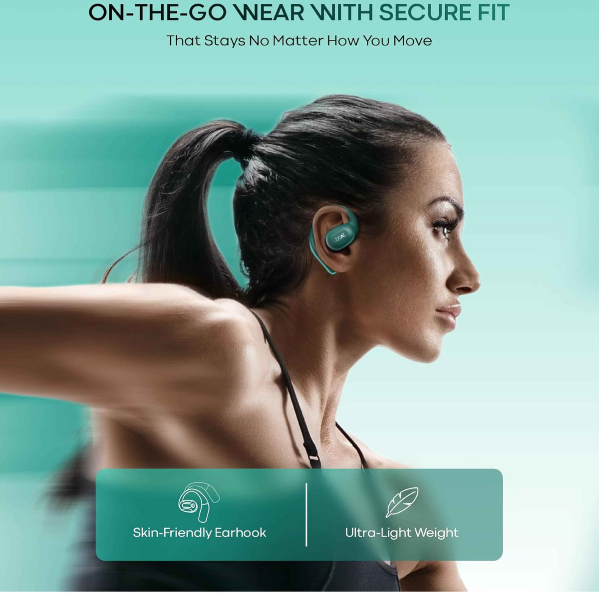 boAt Airdopes Progear Bluetooth Open-Ear Ear Buds for Outdoor Sports W/Air Conduction Tech,in Ear,4 Mics W/Ai-Enx,100Hrs Playback,15Mm Drivers,Secure Fit,Beast Mode W/ 40Ms Latency,ASAP Charge Green
