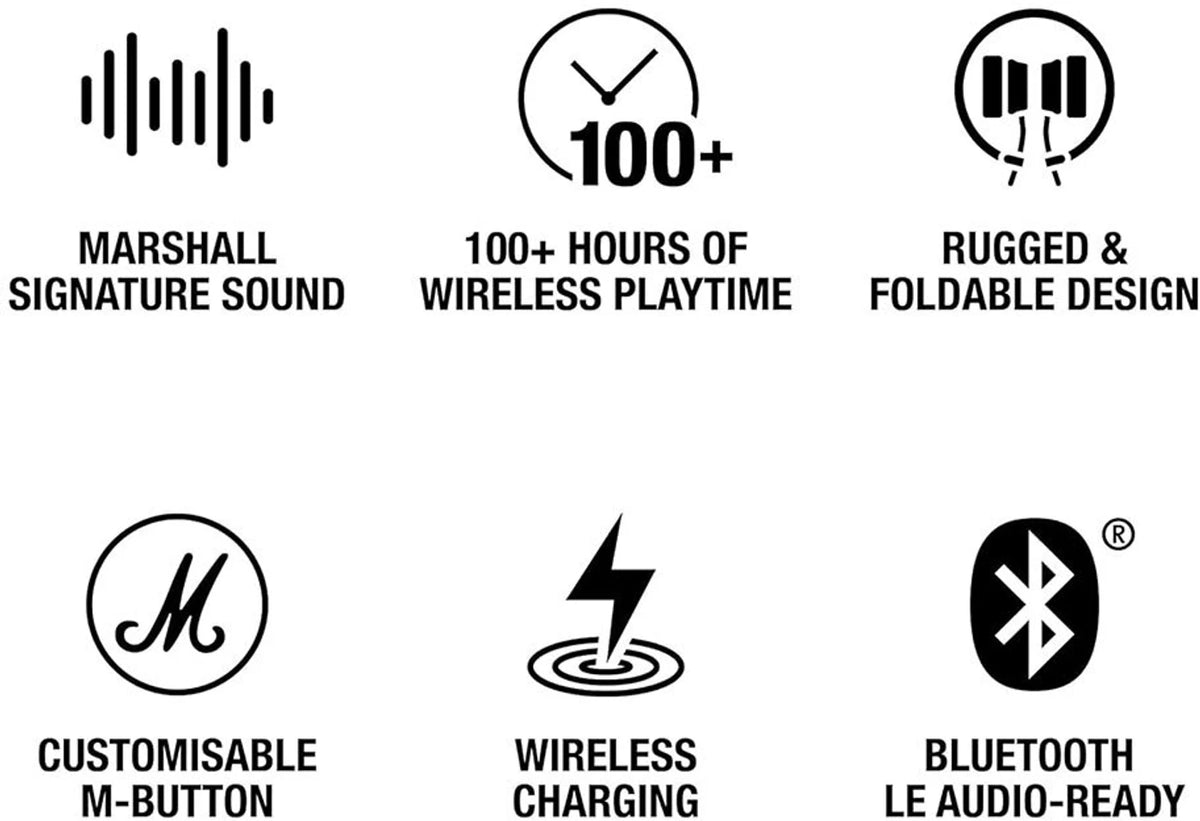 Marshall Major V Wireless On-Ear Headphones, 100 Hours playtime Bluetooth Headset (Black, On the Ear) - CarrotKart | India's first Open Box ecommerce platform