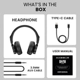 Hammer Bash Lite Wired and Wireless Headphones with Mic, Deep Bass, 40mm Drivers, Bv5.3 Bluetooth Headset (Black, On the Ear) - CarrotKart | India's first Open Box ecommerce platform