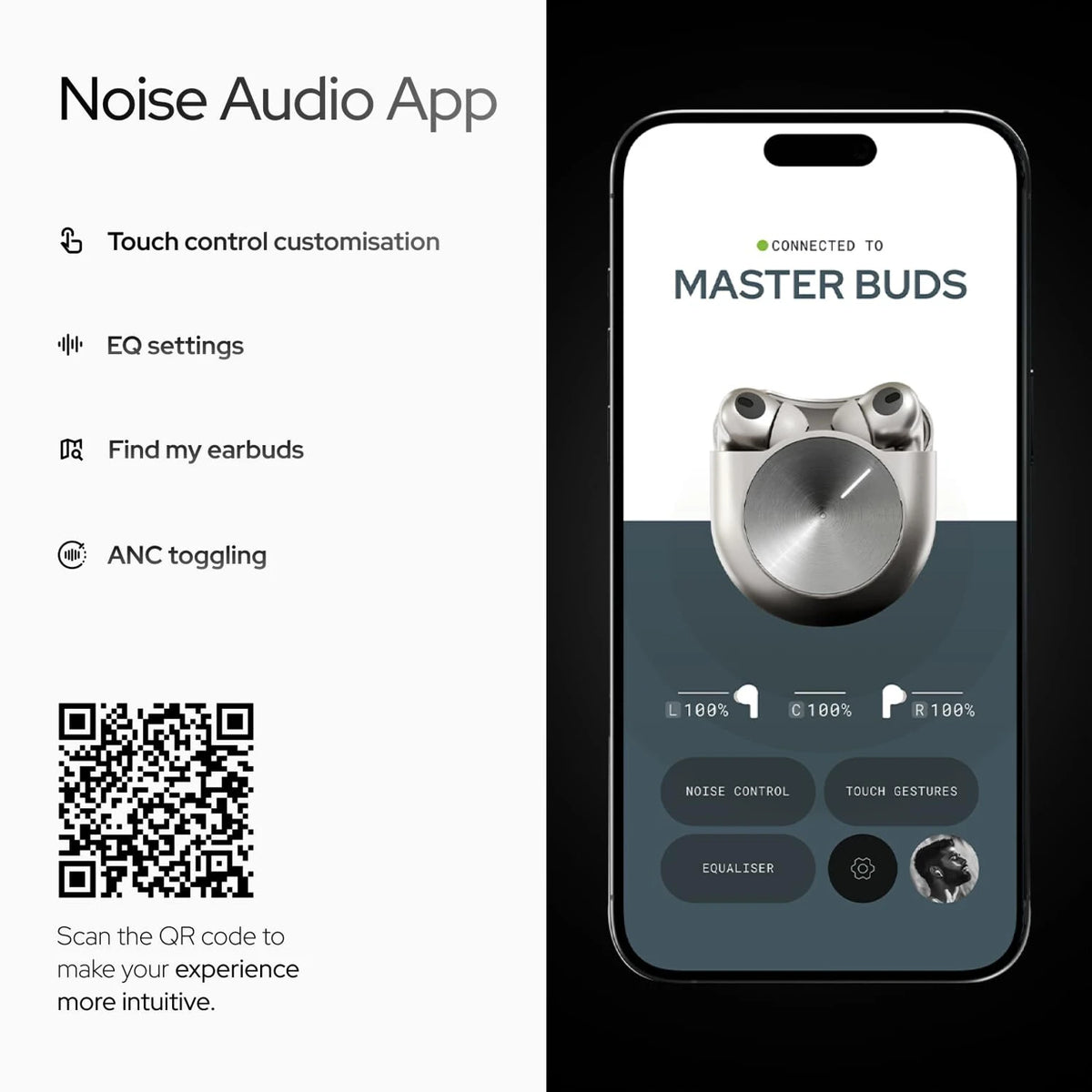 Noise Master Buds, Sound by BOSE, 49dB ANC, 6 Mic ENC, 44 Hr Battery, Spatial Audio Bluetooth Headset (Onyx, True Wireless) - CarrotKart | India's first Open Box ecommerce platform