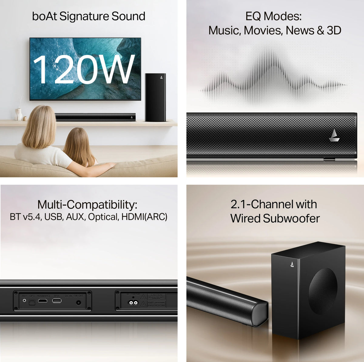 boAt Aavante Bar Quake Pro 120W Soundbar 2.1 Channel Wireless - CarrotKart | India's first Open Box ecommerce platform