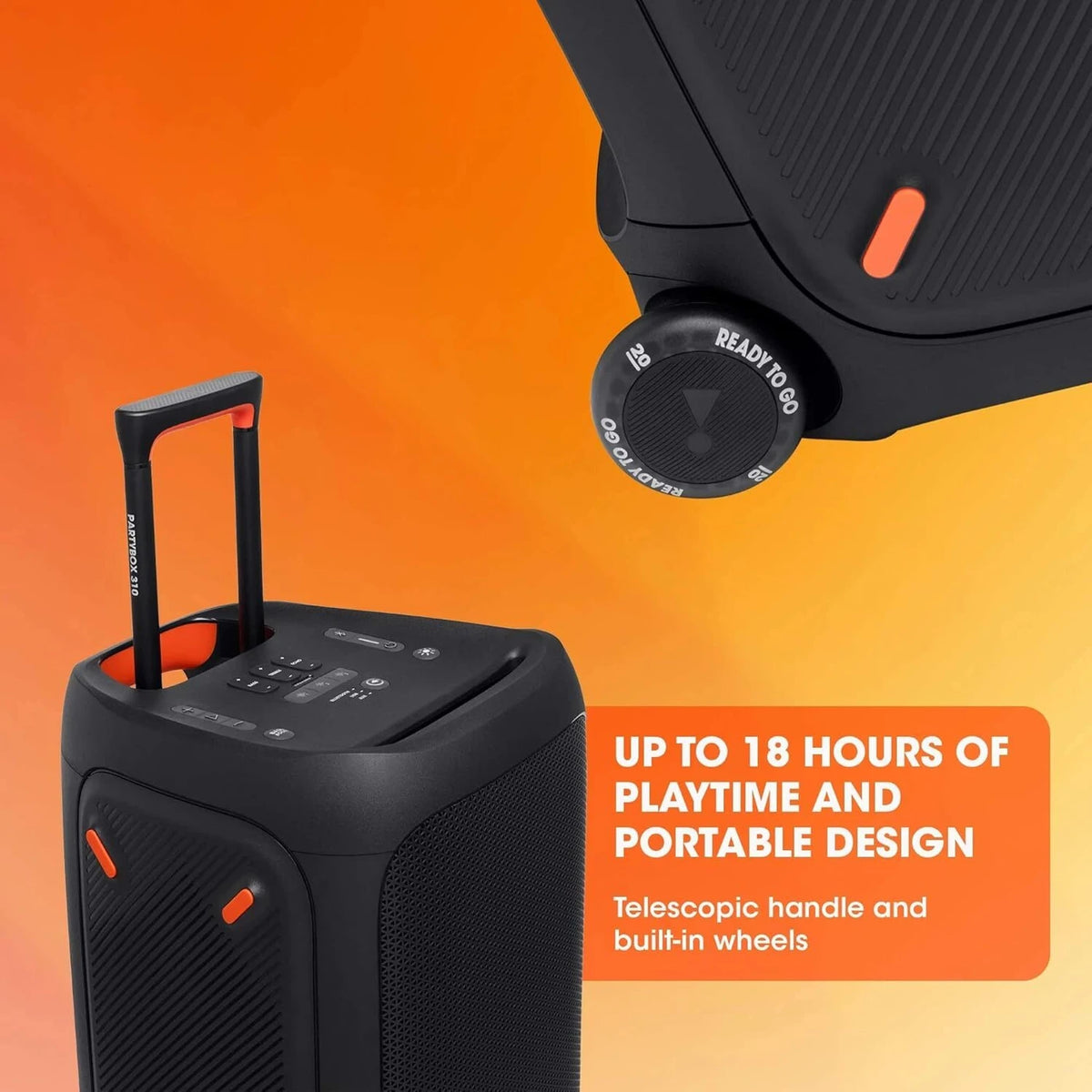 JBL Partybox 310 - 18Hrs Playtime, Pro Sound, Dynamic Light Show, Portable 240 W Bluetooth Speaker (Black, Stereo Channel) - CarrotKart | India's first Open Box ecommerce platform