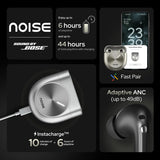 Noise Master Buds, Sound by BOSE, 49dB ANC, 6 Mic ENC, 44 Hr Battery, Spatial Audio Bluetooth Headset (Onyx, True Wireless) - CarrotKart | India's first Open Box ecommerce platform