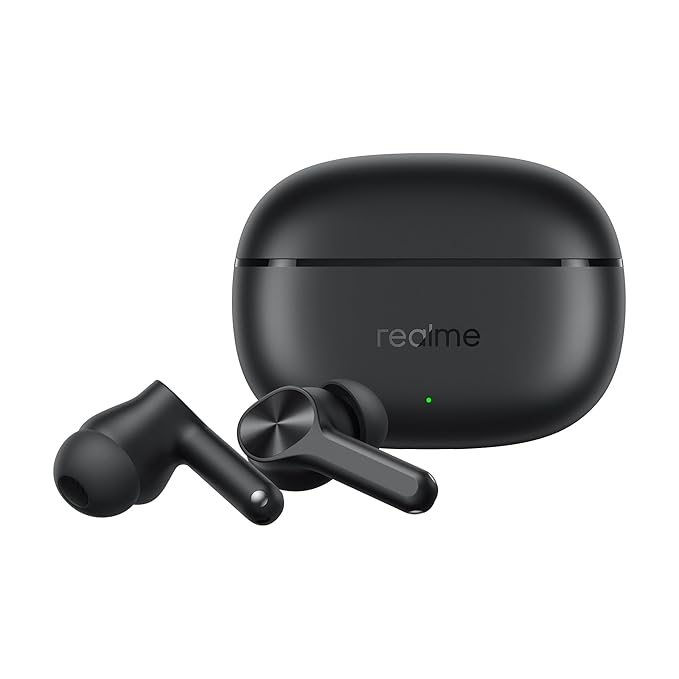 realme Buds T200x True Wireless Earbuds with 12.4mm Dynamic Bass Drivers, 25 dB ANC, Quad Mic, 45ms Latency, Upto 48 Hrs Playback, Fast Charge, IP55 Rated, BT 5.4 (Pure Black) - CarrotKart | India's first Open Box ecommerce platform