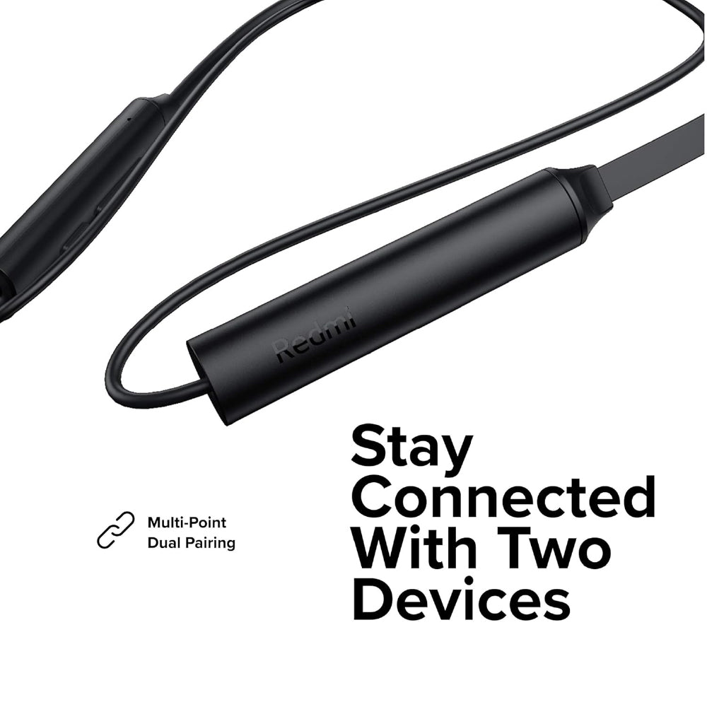 Redmi SonicBass Wireless In Ear Earphones with Mic Noise Cancellation, IPX4 Splash & Sweat Proof, Multi-Point Dual Pairing, Light-Weight Neckband, Bluetooth 5.0 & Up to 12 hrs of Playback Time (Black) - CarrotKart | India's first Open Box ecommerce platform