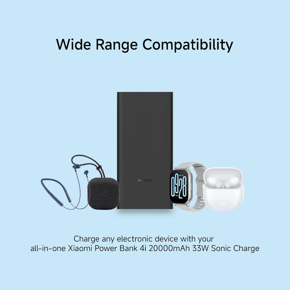Xiaomi Power Bank 4i 20000mAh 33W Super Fast Charging PD |Smart 12 Layer Protection|Type C Input & Output|Triple Output Ports|Supports Android,Apple, Tablets, Earbuds,Watch(MI Powerbank),Black - CarrotKart | India's first Open Box ecommerce platform