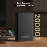 ZEBRONICS 20000 mAh Compact Power Bank, 22.5W Super Fast Charging, PD3.0 (PPS), Dual Type-C & USB-A, LED Indicator, Metal Body, for All Mobiles, Tablet & Other Devices EnergiTank 20MR1 (Midnight) - CarrotKart | India's first Open Box ecommerce platform