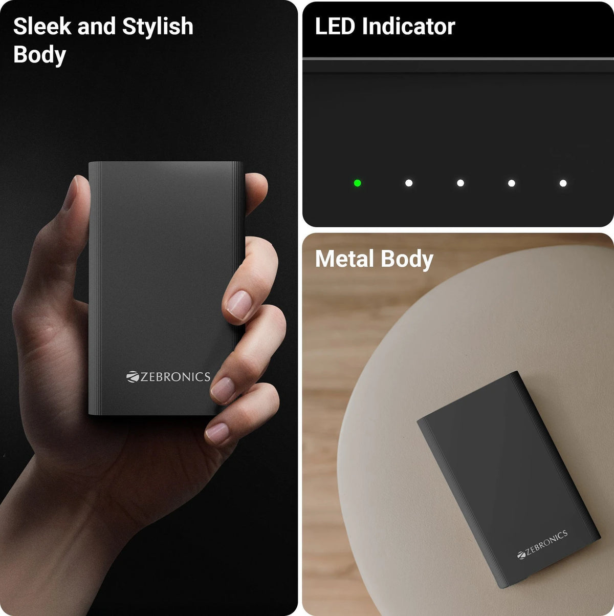 ZEBRONICS 20000 mAh Compact Power Bank, 22.5W Super Fast Charging, PD3.0 (PPS), Dual Type-C & USB-A, LED Indicator, Metal Body, for All Mobiles, Tablet & Other Devices EnergiTank 20MR1 (Midnight) - CarrotKart | India's first Open Box ecommerce platform